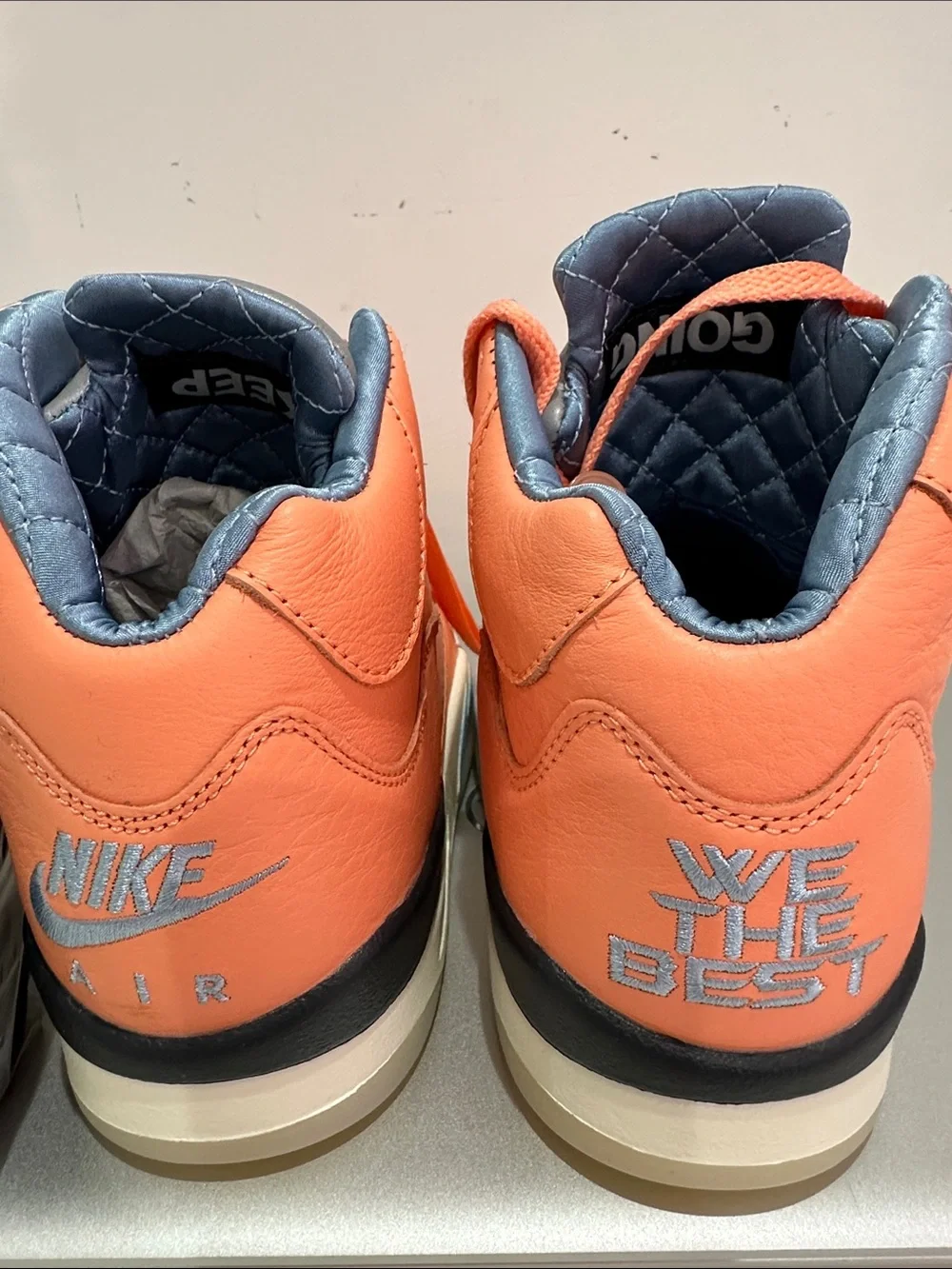 Jordan Retro 5 DJ Khalid  High-Top Sneakers in Coral Orange with Silver Tongue